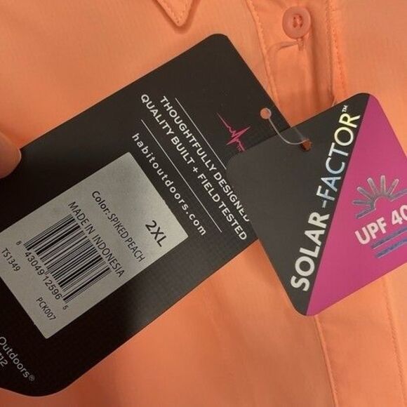 NWT Habit UPF40+ Vented Short Sleeve Button Up Shirt Women Size 2XL Peach Orange - Picture 6 of 12